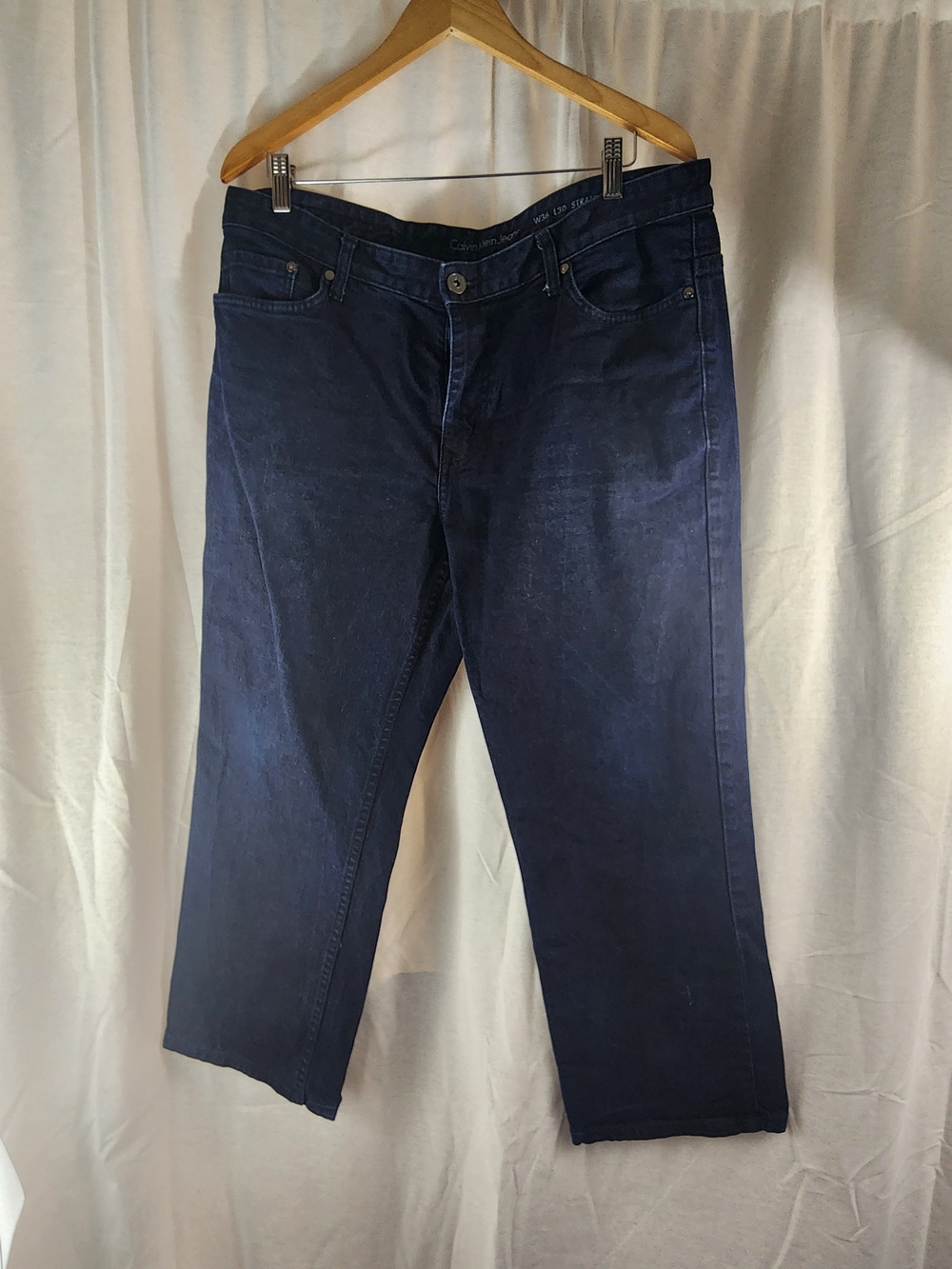 Calvin Klein W36 L30 Men's Dark Blue Jeans - Classic Straight Fit